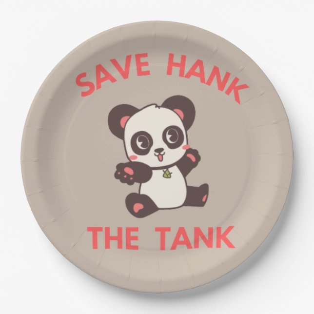 Save Hank The Tank Funny   Paper Plate (Front)