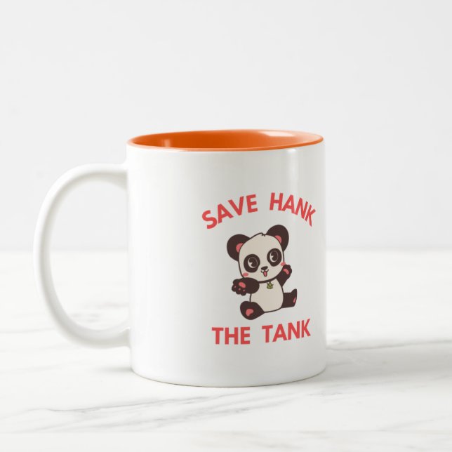 Save Hank The Tank Funny Two-Tone Coffee Mug (Left)