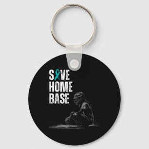 Save Home Base Baseball Player Ovarian Cancer Awar Key Ring