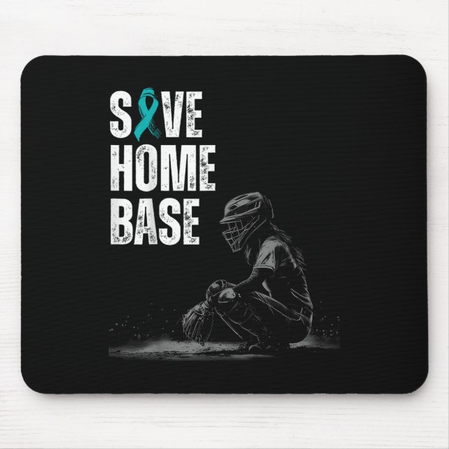 Save Home Base Baseball Player Ovarian Cancer Awar Mouse Pad (Front)
