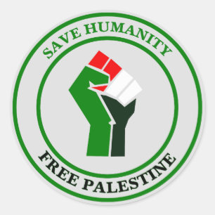 Save Humanity, Free Palestine, Classic Round Sticker