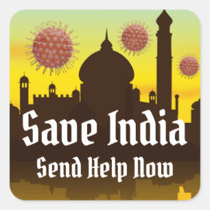 Save India From Covid-19 Square Sticker