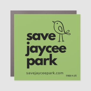 Save Jaycee Park Bird Logo by Rynski - Green  Car Magnet