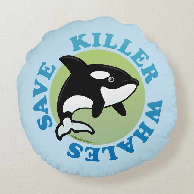 Save Killer Whales Round Cushion (Back)