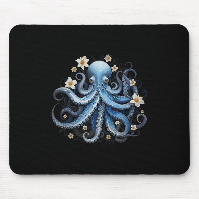 Save Kraken Blue Octopus Squid Sea Live Save Ocean Mouse Pad (Front)