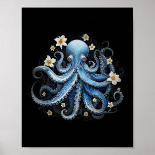 Save Kraken Blue Octopus Squid Sea Live Save Ocean Poster