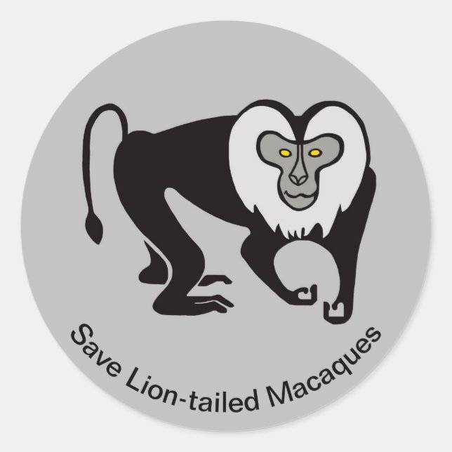 Save Lion-tailed MACAQUE -Wildlife - Monkey - Classic Round Sticker (Front)