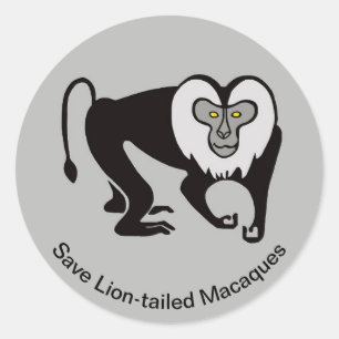Save Lion-tailed MACAQUE -Wildlife - Monkey - Classic Round Sticker