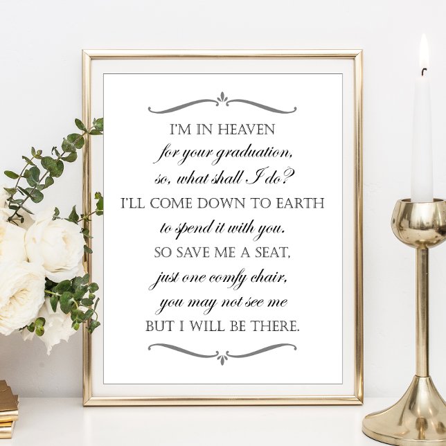 Save Me A Seat Elegant Graduation Memorial Chair Poster (Creator Uploaded)