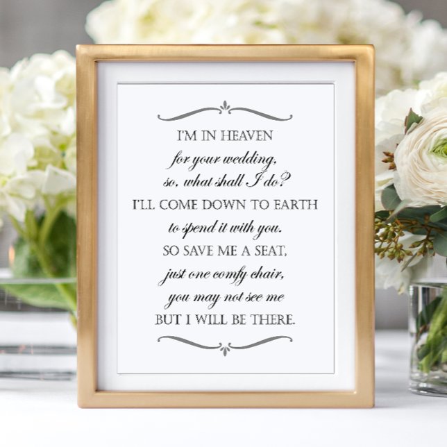 Save Me A Seat Elegant Wedding Memorial Chair Poster (Creator Uploaded)