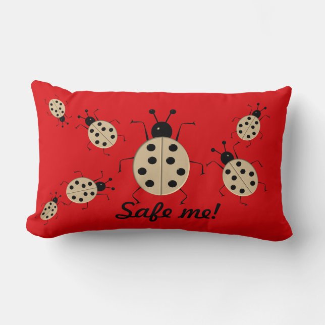 Save me! Cute colourful ladybugs,personalised Lumbar Cushion (Front)