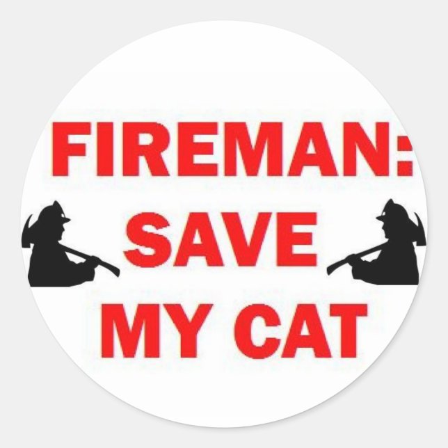 Save My Cat Fireman Classic Round Sticker (Front)