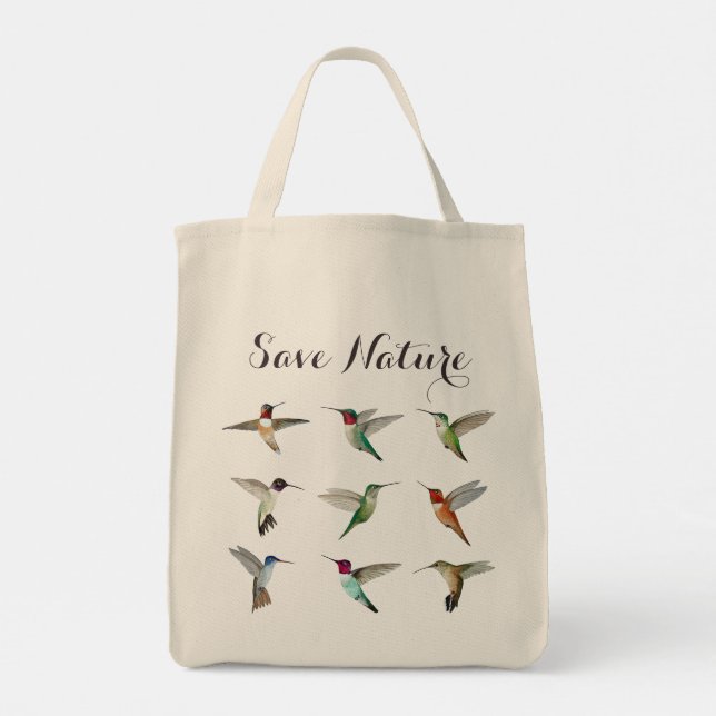 Save Nature North American Hummingbirds Tote Bag (Back)