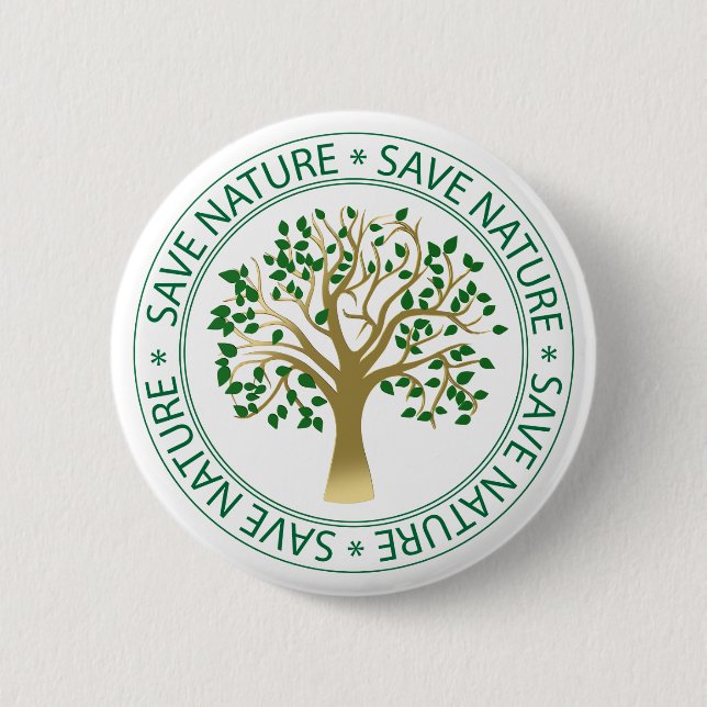 Save nature seal 6 cm round badge (Front)