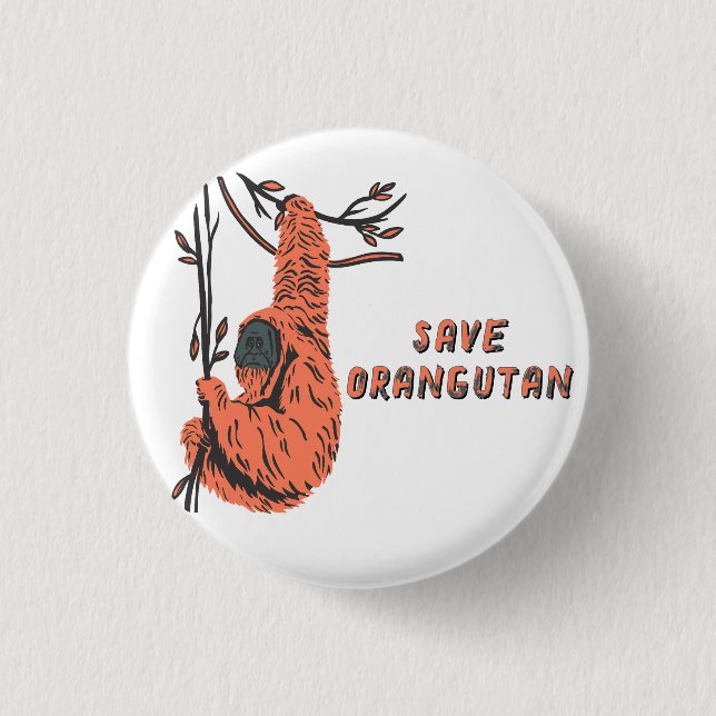 Save Orangutan Explorer | Kids Outdoor Award 3 Cm Round Badge (Front)