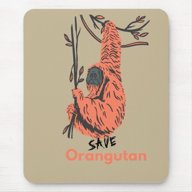 Save orangutan wildlife mouse pad (Front)