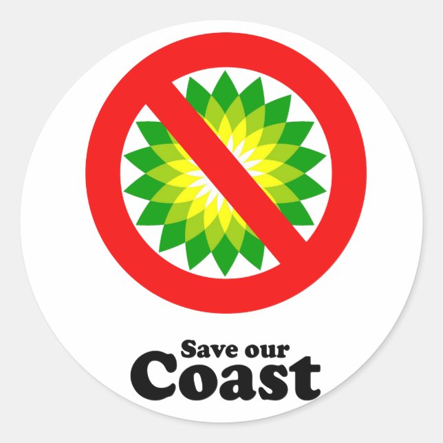 SAVE OUR COAST CLASSIC ROUND STICKER (Front)