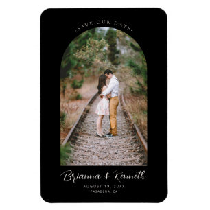 Save Our Date Black and White with Arch Photo Magnet