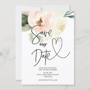 Save Our Date Blush Pink Floral Wedding Invitation