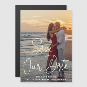 Save Our Date Elegant Script Photo Save the Date Magnetic Invitation