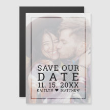 Save Our Date Faded Photo Minimalist Black Wedding