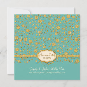 Save our Date Gold Leaf Glitter Confetti Polka Dot Save The Date