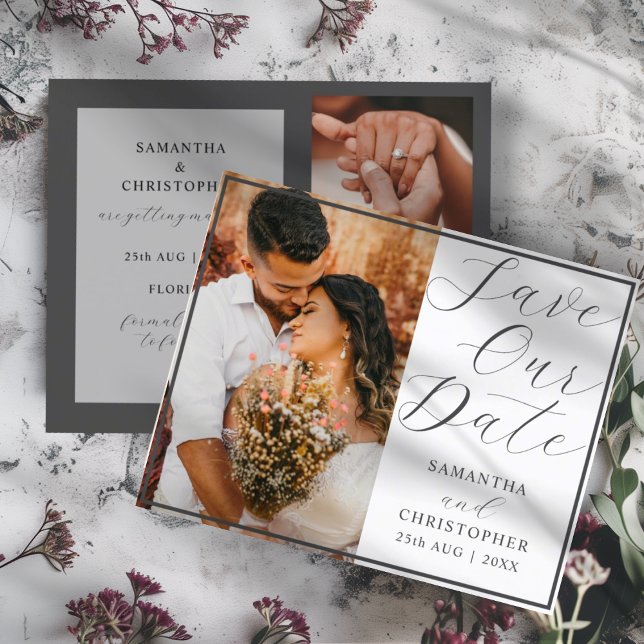 Save Our Date Grey & White 3 Photo Budget (Creator Uploaded)