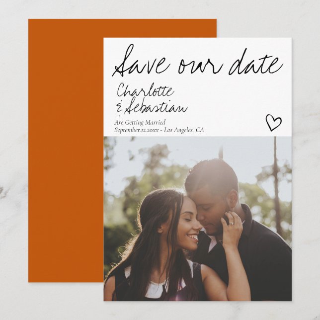 Save Our Date Handwritten Personalised Photo Save The Date (Front/Back)