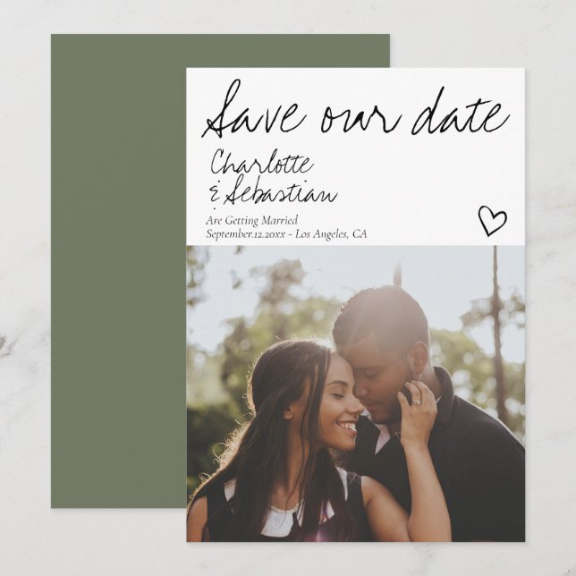 Save Our Date Handwritten Personalised Photo Save The Date (Front/Back)