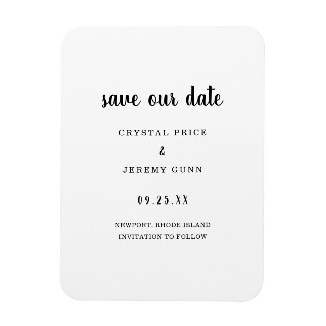 Save Our Date Minimalist Wedding Save the Date Magnet (Vertical)