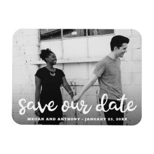 Save Our Date Modern Handwritten Script Photo Magnet