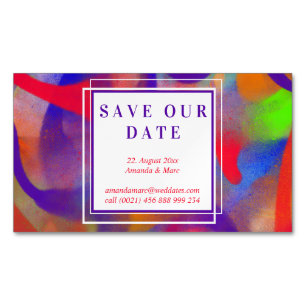 Save our Date: modern, raspberry red Magnetic Business Card