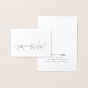 Save Our Date Real Foil Script Style 4 Card