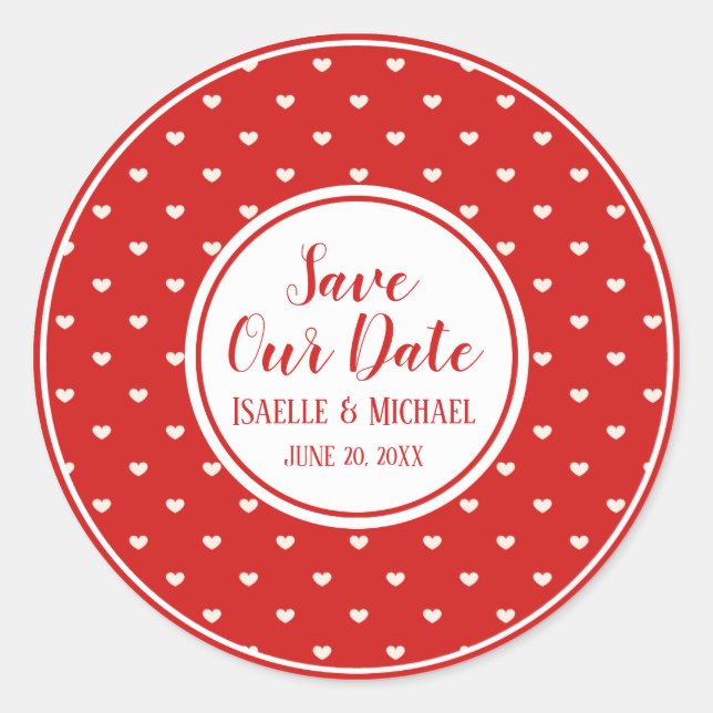Save Our Date Red and White Envelope Seal (Front)