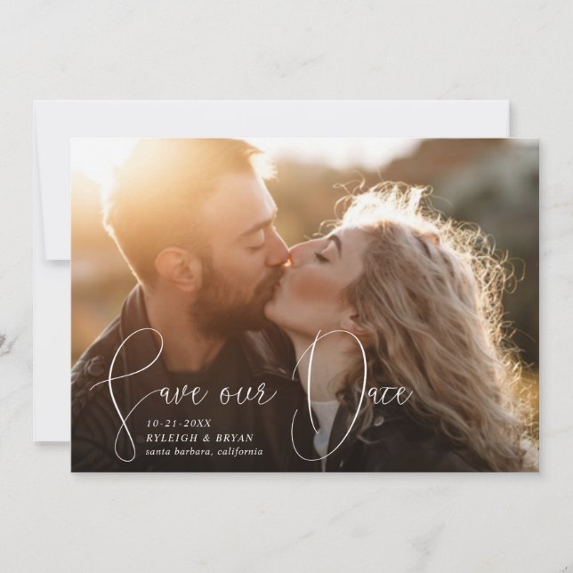 Save Our Date Refined Lines Smooth Pen Stroke Invitation (Front)