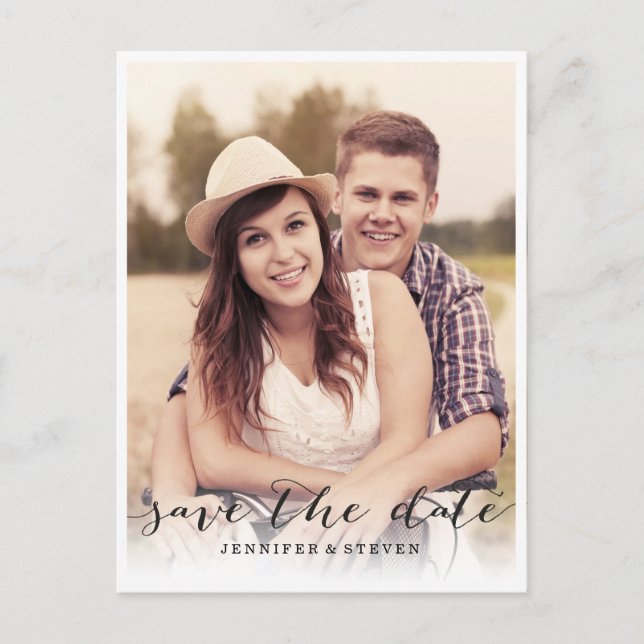 SAVE OUR DATE | SAVE THE DATE SCRIPT ANNOUNCEMENT POSTCARD (Front)