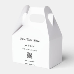 Save our date Scan QR for details name date webite Favour Box