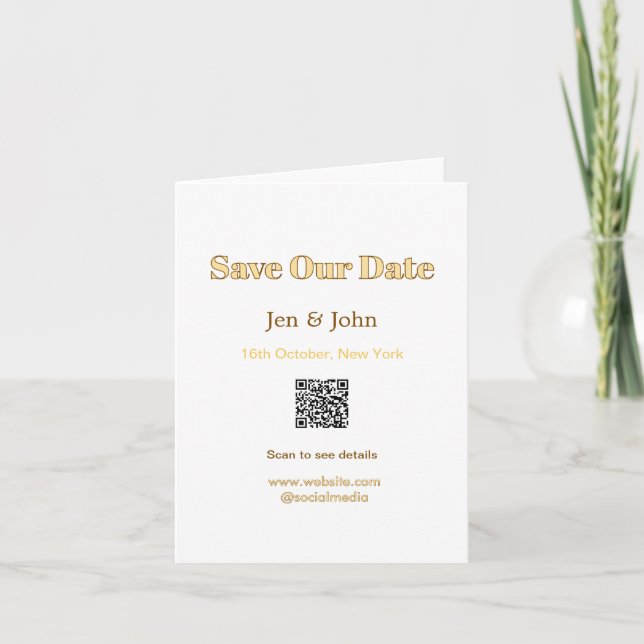 Save our date Scan QR for details name date webite Invitation (Front)