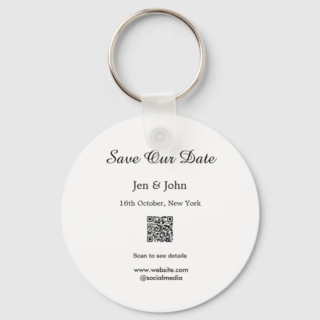 Save our date Scan QR for details name date webite Key Ring (Front)