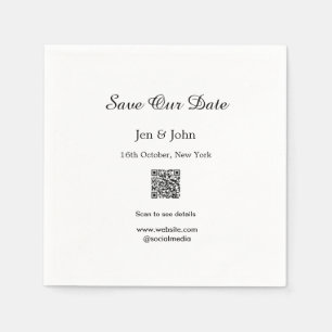 Save our date Scan QR for details name date webite Napkin