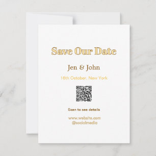 Save our date Scan QR for details name date webite RSVP Card