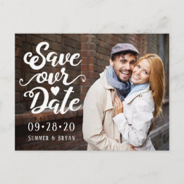 Save Our Date Wedding | Photo Handwritten Script Postcard