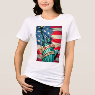 Save Our Democracy Statue Of Liberty Tri-Blend Shirt