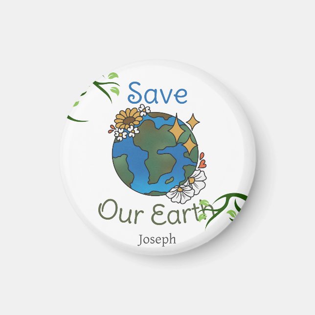save our earth, earth day, love earth, personalise magnet (Front)
