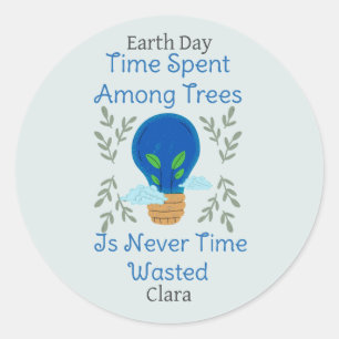 save our earth, earth day, love earth, personalize classic round sticker