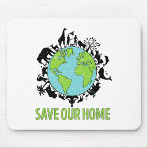 Save Our Home Animals Earth Day Planet Anniversary Mouse Pad