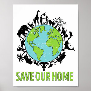 Save Our Home Animals Earth Day Planet Anniversary Poster