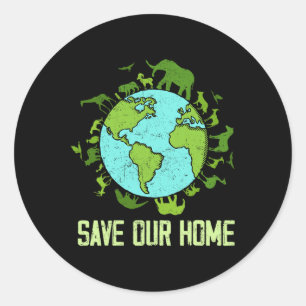 Save Our Home Animals Wildlife Conservation Earth  Classic Round Sticker