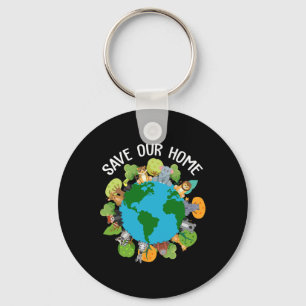 Save Our Home Animals Wildlife Conservation Earth Key Ring