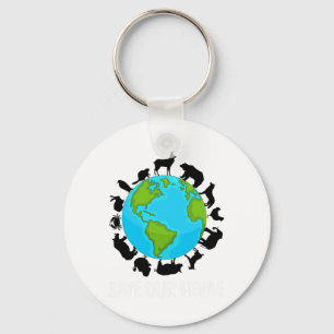 Save Our Home Animals Wildlife Conservation Earth  Key Ring